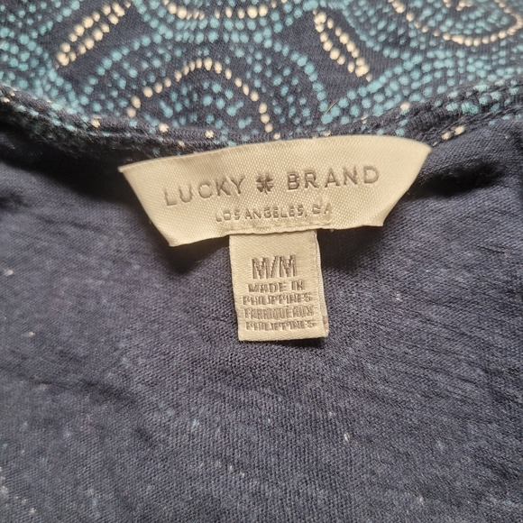 Lucky Brand Blue Patterned Sleeveless Top Tie Front - Picture 2 of 4